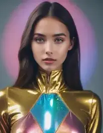 Holographic Keyhole Bodysuit Costume Woman face swap