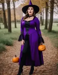 Midnight Purple Plus Size Witch face swap