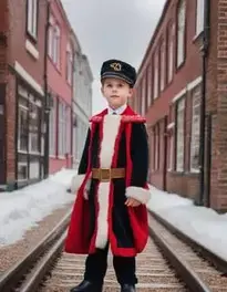 North Pole Train Conductor Costume Boy face swap