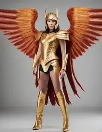 Open Face Winged Woman Costume Helmet face swap