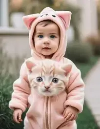 Lovable Kitten Costume An Infant face swap