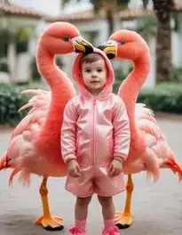 Flamingo Costume Kid face swap