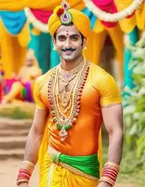 God Krishna Fancy Dress For Men, face swap