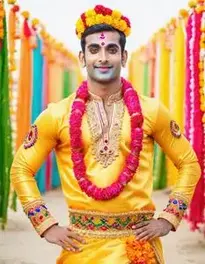 God Krishna Fancy Dress For Men, face swap