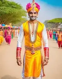 God Krishna Fancy Dress For Men, face swap