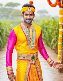 God Krishna Fancy Dress For Men, face swap
