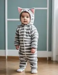 Gray Striped Kitty Infant face swap