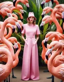 Pink Flamingo Costume Hat face swap