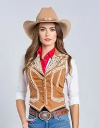 Cowgirl Waistcoat Fancy Dress face swap