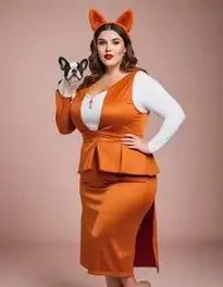 Plus Size Foxy Frenchie Woman face swap