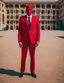 Red Suit Devil Costume Adult face swap