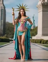 Woman Miss Liberty face swap