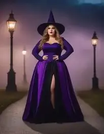 Woman Plus Size Midnight Violet Witch face swap