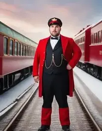 Plus Size North Pole Train Conductor Adult face swap
