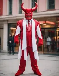 Plus Size Red Suit Devil face swap