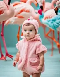 Posh Peanut Baby Leliani Flamingo face swap