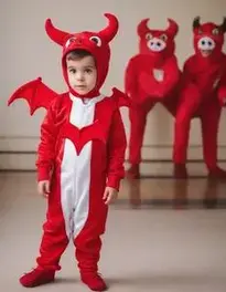 Red Devil Suit Costume Kid face swap