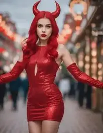 Sparkling Devil Girl Dress face swap