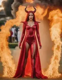 Woman Burning Desire Devil face swap