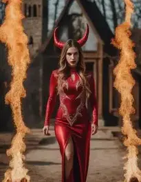 Woman Burning Desire Devil face swap