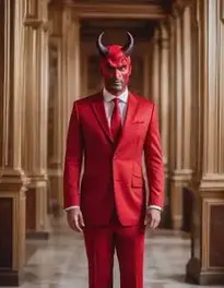 Red Suit Devil Costume Adult face swap