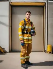 Tan Firefighter Uniform Costume Man face swap