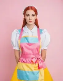 Colorful House Woman Cosplay French Apron Maid Fancy Dress face swap