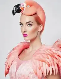 Woman Flamingo face swap