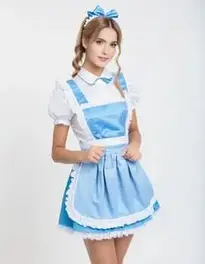 Blue French Maid Outfit face swap
