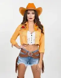 Woman Halloween Cowgirl face swap