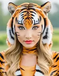 Woman Tiger face swap