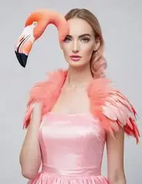 Woman Flamingo face swap