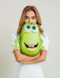 Woman Mike Wazowski face swap