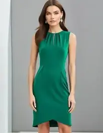 Womens Emerald Green Midi Dress face swap