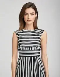 Womens Black And White Striped Dress face swap