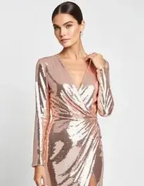 Woman Sequin Wrap Dress face swap