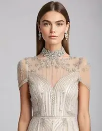 Womens Embellished Midi Dress face swap