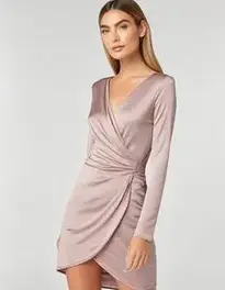Womens Long Sleeve Wrap Dress face swap