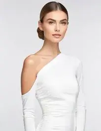 Womens One Shoulder Long Sleeve Dress face swap