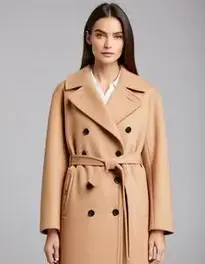 Womens Tan Coat Dress face swap
