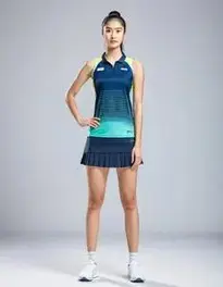Woman Badminton Outfit Dress face swap