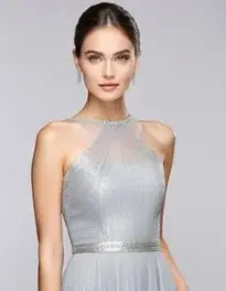 Woman Silver Formal Dress face swap