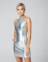 Woman Silver Mini Dress face swap