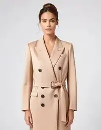 Woman Tan Jacket Dress face swap
