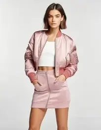 Womens Cropped Bomber Jacket Dress face swap