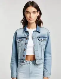 Womens Cropped Jean Jacket Dress face swap