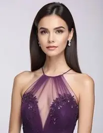 Womens Dark Purple Prom Dress face swap