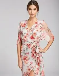 Womens Floral Wrap Dress face swap