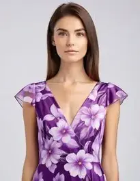 Womens Purple Floral Dress face swap