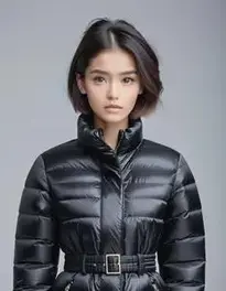 Womens Black Cropped Puffer Jacket Dress face swap